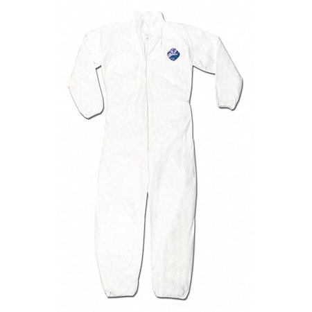 Disposable Coverallss, Collared, 4XL, Tyvek(R), Elastic Wrist, Elastic Ankle, White, 25 PK