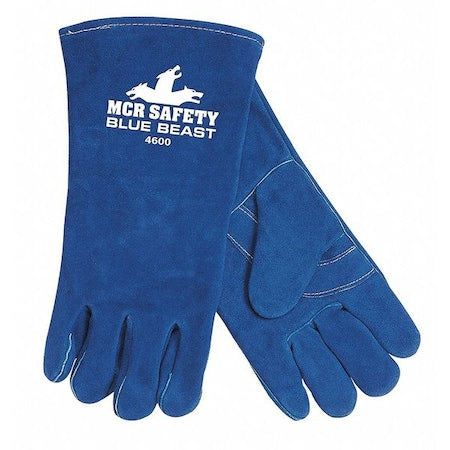Blue Beast Welding Gloves, Gauntlet Cuff, Wing Thumb, Premium Cowhide, 2XL, 12 PK