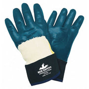Chemical Resistant Gloves, Nitrile, 11 in L, Back: Natural; Hem: Blue, L, 12 PK