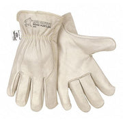 Leather Drivers Gloves, Cowhide, Slip-On, Wing Thumb, Gunn - Full Back Cut, Beige, L 12 PK