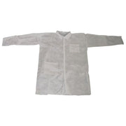 Condor Disposable Lab Coat, Polypropylene, Snaps Closure, White, 4XL, 25 PK