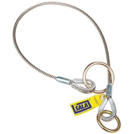 Tie-Off Adapter, 3 ft Length, 310 lb Weigth Capacity, Stainless Steel Anchor, O-Ring