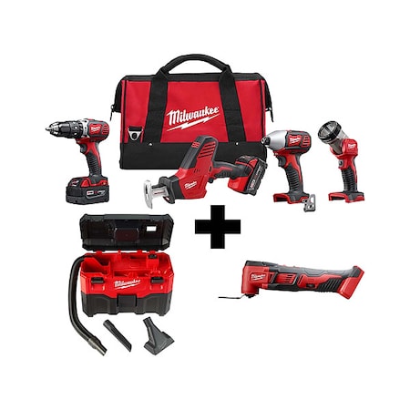 M18 Cordless LITHIUM-ION 4-Tool Combo Kit + M18 Cordless Multi-Tool + M18 2-Gallon Wet/Dry Vacuum