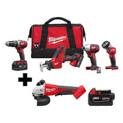 M18 Brushless 4-1/2" / 5" Cut-Off Grinder + M18 Cordless LI-ION 4-Tool Kit + M18 XC5.0 Battery