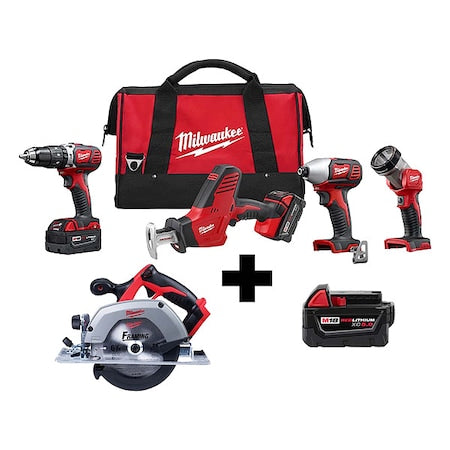 M18 Cordless LITHIUM-ION 4-Tool Combo Kit + M18 XC5.0 Battery + M18 6-1/2" Circular Saw
