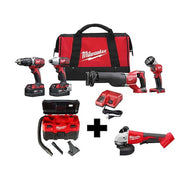 M18 2-Gallon Wet/Dry Vacuum + M18 Brushless 4-1/2" / 5" Cut-Off Grinder + M18 Cordless 4-Tool Kit