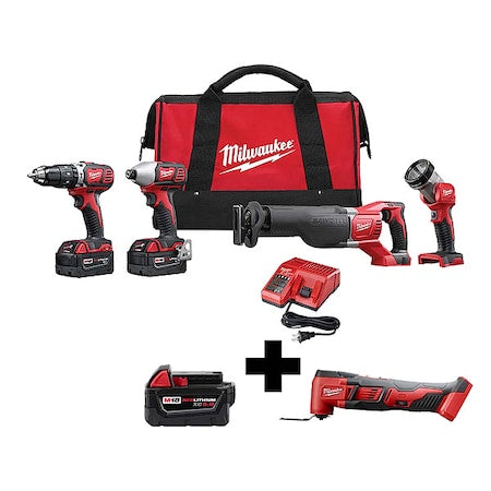 M18 Cordless LI-ION 4-Tool Combo Kit + M18 Cordless Multi-Tool + M18 XC5.0 Battery