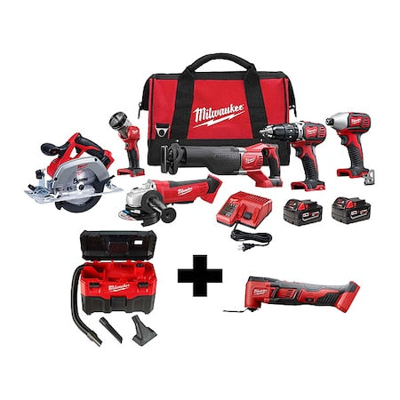 M18 Cordless 6-Tool Combo Kit + M18 Cordless Multi-Tool + M18 2-Gallon Wet/Dry Vacuum