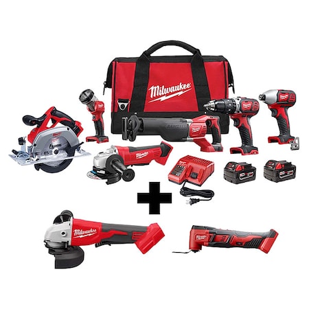 M18 Cordless 6-Tool Combo Kit + M18 Cordless Multi-Tool + M18 Brushless 4-1/2" / 5" Cut-Off Grinder