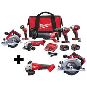 M18 Cordless 6-Tool Kit + M18 Brushless 4-1/2" / 5" Cut-Off Grinder + M18 6-1/2" Circular Saw