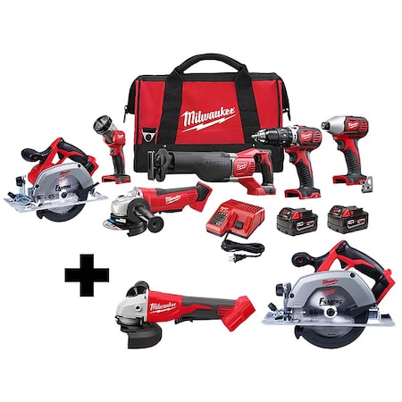 M18 Cordless 6-Tool Kit + M18 Brushless 4-1/2" / 5" Cut-Off Grinder + M18 6-1/2" Circular Saw