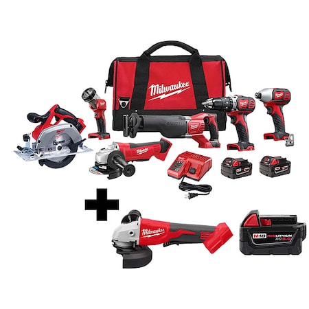 M18 Cordless 6-Tool Combo Kit + M18 Brushless 4-1/2" / 5" Cut-Off Grinder + M18 XC5.0 Battery