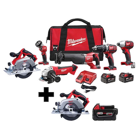 M18 Cordless 6-Tool Combo Kit + M18 XC5.0 Battery + M18 6-1/2" Circular Saw