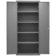 Shelving Storage Cabinet, 84 in H, 36 in W, 18 in D, Swing, Keyed, Gray, 4 Shelves, 0 Drawers