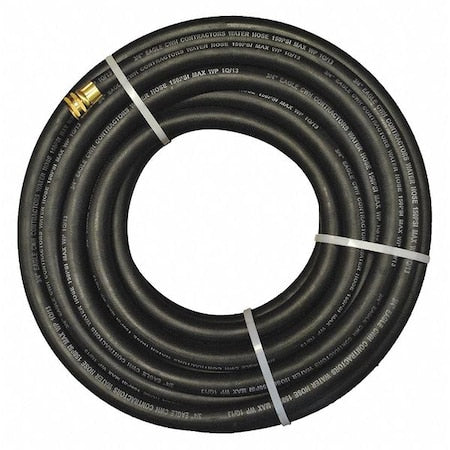 3/4 in ID x 50 ft L Water Hose, Rubber Tube, Black