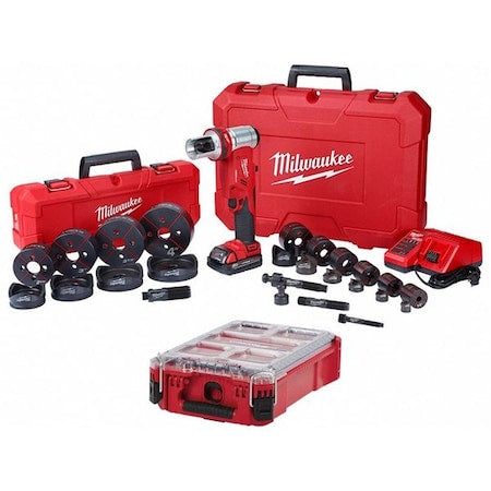 M18 FORCE LOGIC 6T Knockout Tool 1/2" - 4" Kit + PACKOUT Compact Organizer