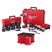 M18 FORCE LOGIC 6T Knockout Tool 1/2" - 4" Kit + PACKOUT 3-Drawer Tool Box