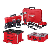 M18 FORCE LOGIC 6T Knockout Tool 1/2" - 4" Kit + PACKOUT 3-Drawer Tool Box + PACKOUT Deep Organizer