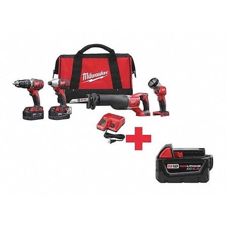 M18 Cordless 4-Tool Combo Kit + M18 XC5.0 Battery