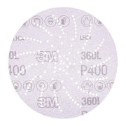 Hookit Clean Sndng Dsc 360L,20825, PK500, 3" Diameter, Multi-Hole, Aluminum Oxide, P400 Grit
