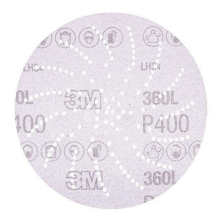 Hookit Clean Sndng Dsc 360L,20825, PK500, 3" Diameter, Multi-Hole, Aluminum Oxide, P400 Grit