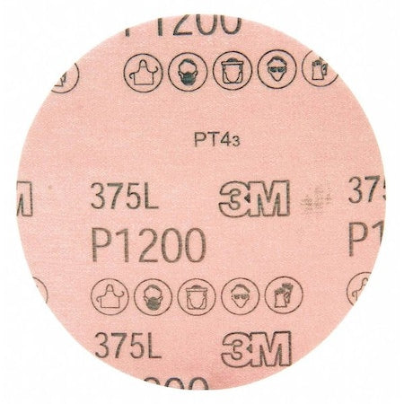 Hookit Flm Dsc 375L,5 x Nh, P1200, PK250, 5 In Diameter, 500X, Aluminum Oxide, P1200 Grit, Open Coat TYPE