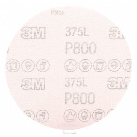 Hookit Flm Dsc 375L,5 x Nh, P800, PK250, 5 In Diameter, 500X, Aluminum Oxide, P800 Grit, Open Coat TYPE