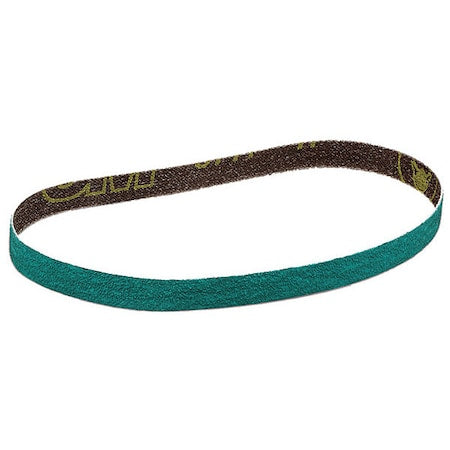 Sanding Belt, 1 in W, 18 in L, Closed Coat, Alumina Zirconia, 60 Grit, Green