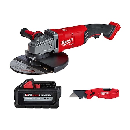 FASTBACK 6-IN-1 Folding Utility Knife + M18 FUEL 7" / 9" Large Angle Grinder + M18 XC6.0 Battery