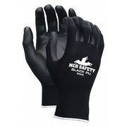 Coated Gloves, Polyurethane, Flat, 3/4 Dip, 4 Abrasion Level, Black, L 1 PR