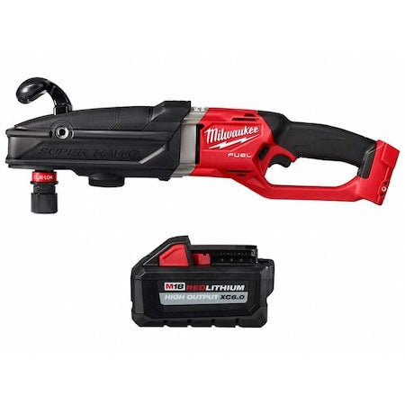 M18 FUEL SUPER HAWG Right Angle Drill w/ QUIK-LOK + M18 HIGH OUTPUT XC6.0 Battery