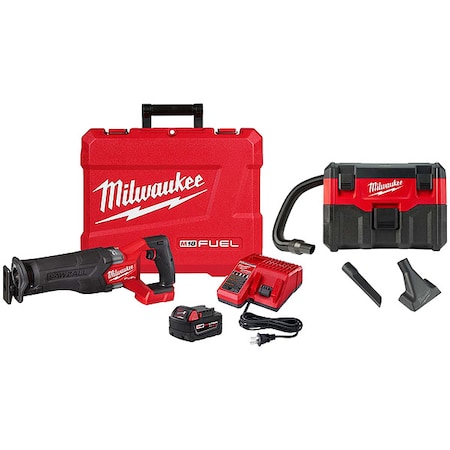 M18 2-Gallon Wet/Dry Vacuum + M18 FUEL SAWZALL Recip Saw - 1 Battery XC5.0 Kit