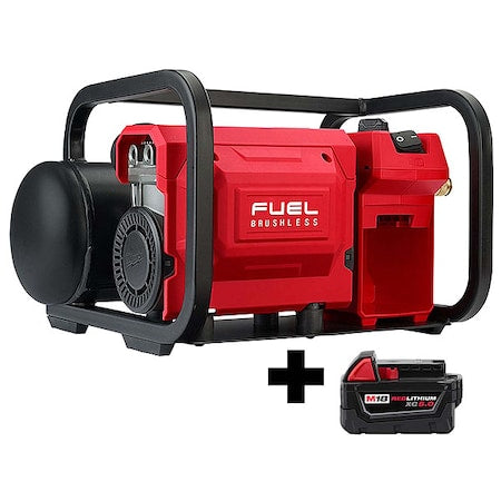M18 FUEL 2 Gallon Compact Quiet Compressor + M18 XC5.0 Battery