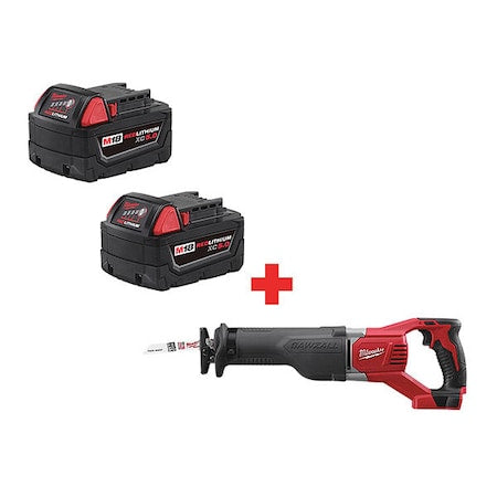 M18 SAWZALL Reciprocating Saw + M18 XC5.0 Extended Capacity Battery 2-Pack