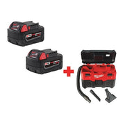 M18, Cordless Wet/Dry Vacuum, 2 gal, HEPA, 45 cfm