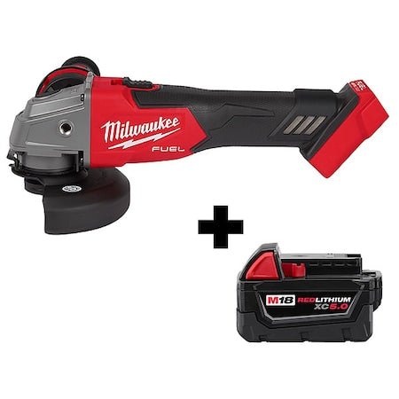 M18 FUEL 4-1/2" / 5" Braking Grinder Slide Switch, Lock-On + M18 XC5.0 Battery