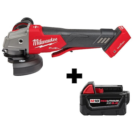 M18 FUEL 4-1/2" / 5" Braking Grinder w/ ONE-KEY Paddle Switch, No Lock + M18 XC5.0 Battery