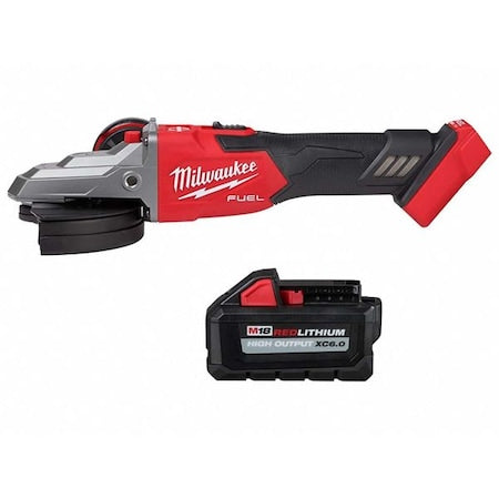 M18 FUEL 5" Flathead Braking Grinder, Slide Switch Lock-On + M18 XC6.0 Battery