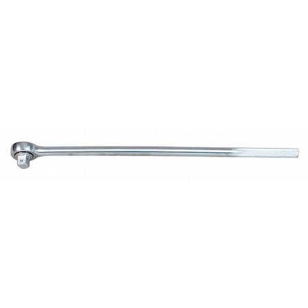 1" Drive 45 Geared Teeth Round Head Style Hand Ratchet, 30" L, Chrome Finish