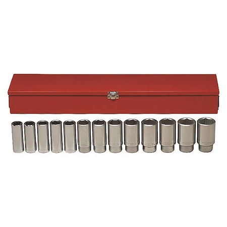 3/4" Drive Deep Socket Set SAE 13 Pieces 3/4 in to 1 1/2 in , Chrome