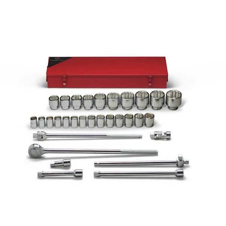 3/4" Drive Standard Socket Set Metric 31 Pieces 19 mm to 60 mm , Chrome