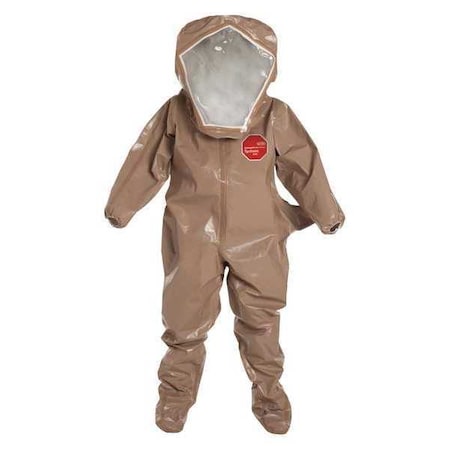 Encapsulated Level B Suit. Flat Back, Rear Entry. Standard Visor, 1 Layer 20 mil PVC. Elastic Wrists. 4X