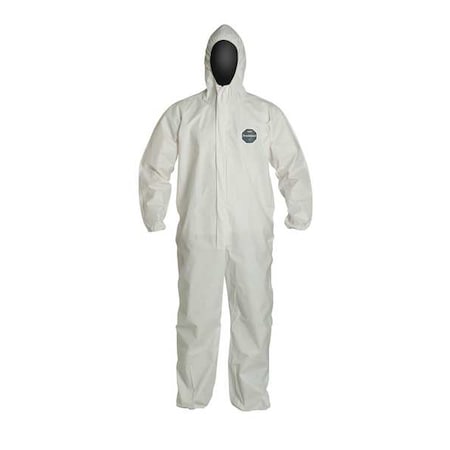 Hooded Disposable Coveralls, 4Xl, White, ProShield(R) 60