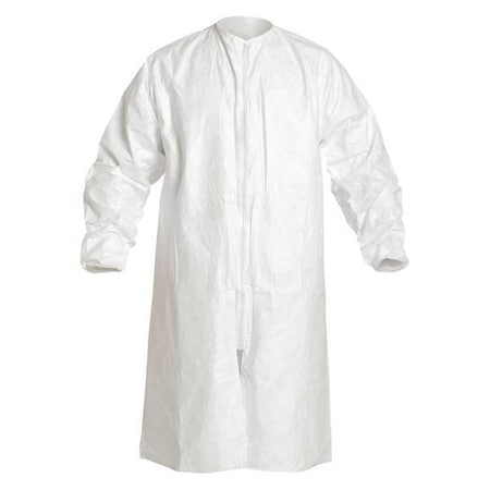 Disposable Lab Frock, Tyvek(R) IsoClean(R), Serged, 55 in, White, 30 PK