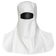 Hood, Polyethylene, Bound Seam, White, Covers Head, Mouth, Nose ,100 PK
