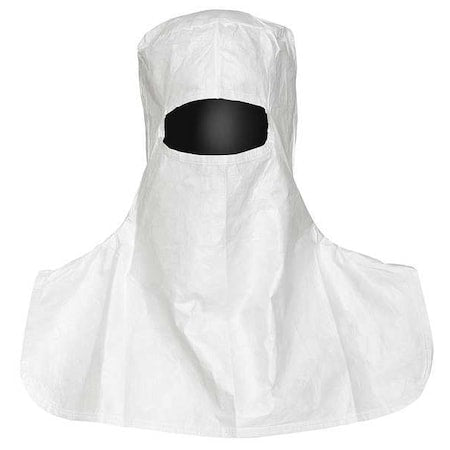 Hood, Polyethylene, Bound Seam, White, Covers Head, Mouth, Nose ,100 PK