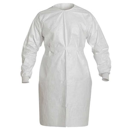 Disposable Gown, Tyvek(R) 400, Serged, 46 in, White, Universal, 30 PK