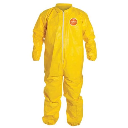 Coverall. Collar. Stormflap. Elastic Wrists and Ankles. Yellow. 3X