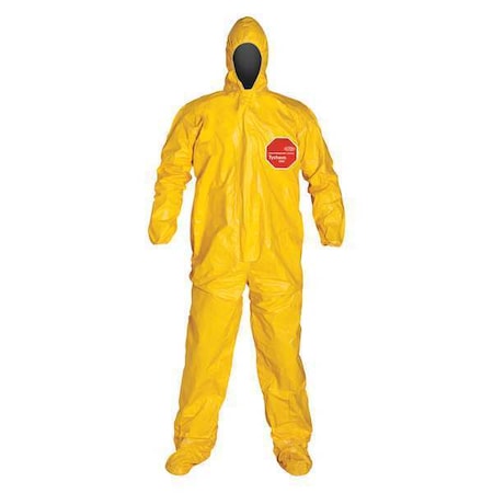 Standard Fit Hood. Stormflap. Elastic Wrists. Attached Socks. Storm Flap with Adhesive Closure. Yellow. LG