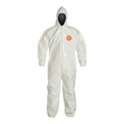 Standard Fit Hood. Elastic Wrists and Ankles. Storm Flap with Adhesive Closure. White. 3X